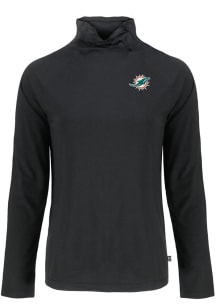 Cutter and Buck Miami Dolphins Womens Black Coastline Eco Funnel Neck Crew Sweatshirt