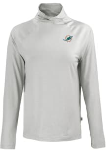 Cutter and Buck Miami Dolphins Womens Grey Coastline Eco Funnel Neck Crew Sweatshirt