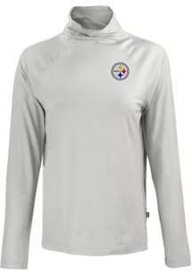 Cutter and Buck Pittsburgh Steelers Womens Grey Coastline Eco Funnel Neck Crew Sweatshirt