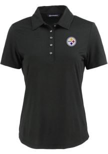 Cutter and Buck Pittsburgh Steelers Womens Black Coastline Eco Short Sleeve Polo Shirt