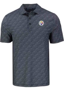 Cutter and Buck Pittsburgh Steelers Mens Black Pike Pebble Short Sleeve Polo