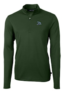 Cutter and Buck Tampa Bay Rays Mens Green Cooperstown Virtue Eco Pique Long Sleeve Qtr Zip Pullove..