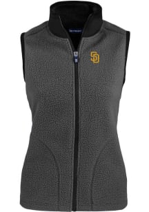 Cutter and Buck San Diego Padres Womens Grey Cascade Sherpa Vest