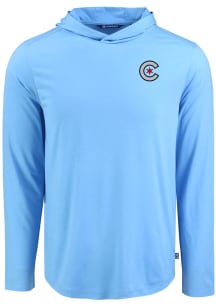 Cutter and Buck Chicago Cubs Mens Light Blue Coastline Eco Long Sleeve Hoodie