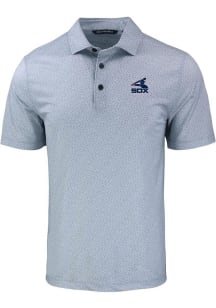 Cutter and Buck Chicago White Sox Mens Grey Cooperstown Pike Pebble Short Sleeve Polo
