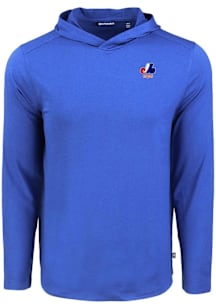Cutter and Buck Montreal Expos Mens Blue Coastline Eco Long Sleeve Hoodie