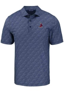 Cutter and Buck St Louis Cardinals Mens Navy Blue Cooperstown Pike Pebble Short Sleeve Polo