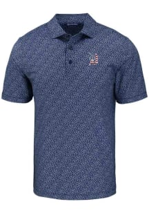Cutter and Buck Detroit Tigers Mens Navy Blue Cooperstown Pike Pebble Short Sleeve Polo