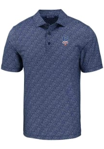 Cutter and Buck New York Mets Mens Navy Blue Cooperstown Pike Pebble Short Sleeve Polo