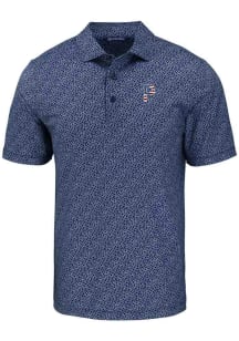 Cutter and Buck Pittsburgh Pirates Mens Navy Blue Cooperstown Pike Pebble Short Sleeve Polo