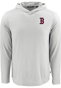 Cutter and Buck Boston Red Sox Mens Charcoal Coastline Eco Long Sleeve Lightweight Hoodie