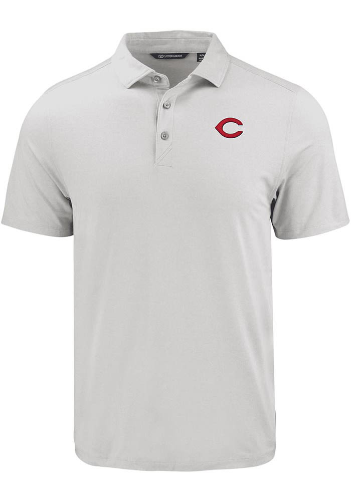 Cutter and Buck Cincinnati Reds Mens Charcoal Coastline Eco Short Sleeve Polo