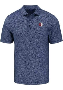 Cutter and Buck Cleveland Guardians Mens Navy Blue Pike Pebble Short Sleeve Polo