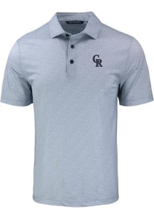 Cutter and Buck Colorado Rockies Mens Grey Cooperstown Pike Pebble Short Sleeve Polo