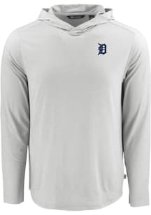 Cutter and Buck Detroit Tigers Mens Charcoal Coastline Eco Long Sleeve Hoodie