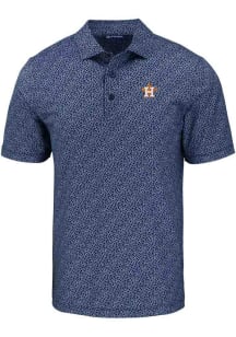Cutter and Buck Houston Astros Mens Navy Blue Pike Pebble Short Sleeve Polo
