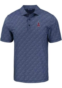 Cutter and Buck Los Angeles Angels Mens Navy Blue Cooperstown Pike Pebble Short Sleeve Polo