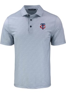 Cutter and Buck Minnesota Twins Mens Grey Cooperstown Pike Pebble Short Sleeve Polo