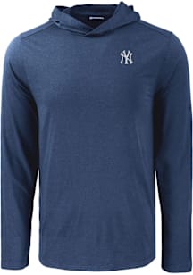 Cutter and Buck New York Yankees Mens Navy Blue Coastline Eco Long Sleeve Lightweight Hoodie