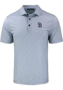 Cutter and Buck San Diego Padres Mens Grey Cooperstown Pike Pebble Short Sleeve Polo