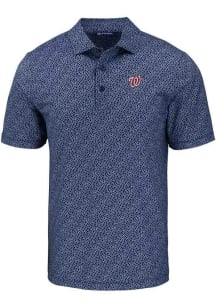 Cutter and Buck Washington Nationals Mens Navy Blue Cooperstown Pike Pebble Short Sleeve Polo