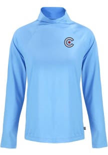 Cutter and Buck Chicago Cubs Womens Light Blue Coastline Eco Funnel Neck Crew Sweatshirt