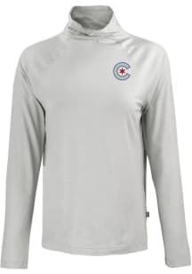 Cutter and Buck Chicago Cubs Womens Charcoal City Connect Coastline Eco Funnel Neck Crew Sweatsh..