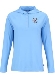 Cutter and Buck Chicago Cubs Womens Light Blue Coastline Eco Hooded Sweatshirt