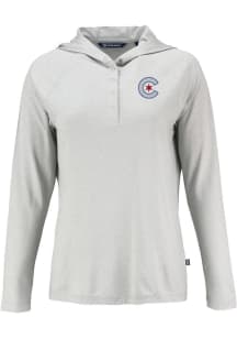 Cutter and Buck Chicago Cubs Womens Charcoal City Connect Coastline Eco Hooded Sweatshirt