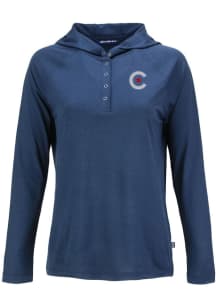 Cutter and Buck Chicago Cubs Womens Navy Blue City Connect Coastline Eco Hooded Sweatshirt