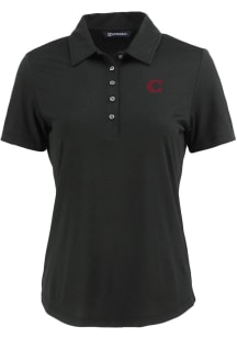 Cutter and Buck Cincinnati Reds Womens Black City Connect Coastline Eco Short Sleeve Polo Shirt