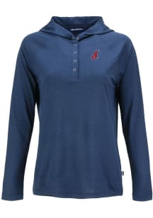 Cutter and Buck Cleveland Guardians Womens Navy Blue Cooperstown Coastline Eco Hooded Sweatshirt