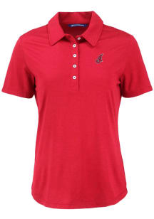 Cutter and Buck Cleveland Guardians Womens Cardinal Cooperstown Coastline Eco Short Sleeve Polo ..
