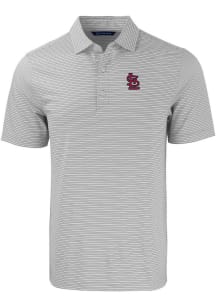 Cutter and Buck St Louis Cardinals Big and Tall Grey Forge Double Stripe Big and Tall Golf Shirt