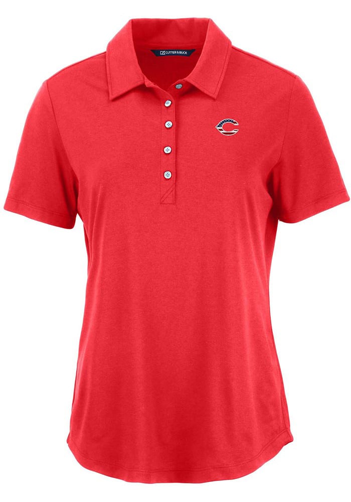 Cutter and Buck Cincinnati Reds Womens Red Americana Coastline Eco Short Sleeve Polo Shirt