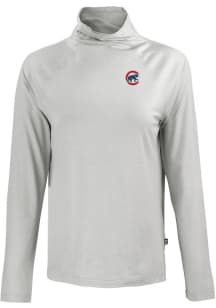 Cutter and Buck Chicago Cubs Womens Charcoal Coastline Eco Funnel Neck Crew Sweatshirt