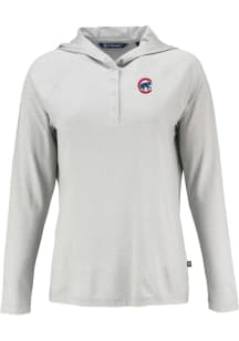 Cutter and Buck Chicago Cubs Womens Charcoal Coastline Eco Hooded Sweatshirt