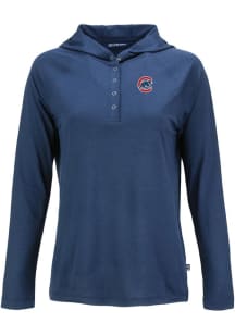Cutter and Buck Chicago Cubs Womens Navy Blue Coastline Eco Hooded Sweatshirt