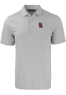 Cutter and Buck St Louis Cardinals Mens Grey Forge Double Stripe Short Sleeve Polo