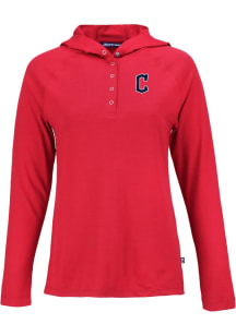 Cutter and Buck Cleveland Guardians Womens Cardinal C Logo Coastline Eco Hooded Sweatshirt