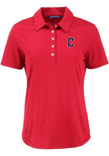 Cutter and Buck Cleveland Guardians Womens Cardinal C Logo Coastline Eco Short Sleeve Polo Shirt