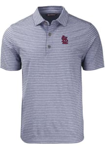 Cutter and Buck St Louis Cardinals Mens Navy Blue Forge Heather Stripe Short Sleeve Polo