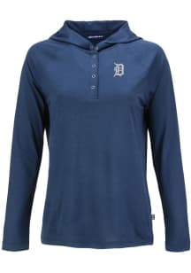 Cutter and Buck Detroit Tigers Womens Navy Blue Coastline Eco Hooded Sweatshirt