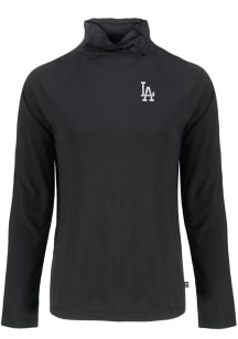 Cutter and Buck Los Angeles Dodgers Womens Black Coastline Eco Funnel Neck Crew Sweatshirt