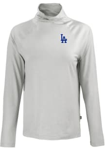 Cutter and Buck Los Angeles Dodgers Womens Charcoal Coastline Eco Funnel Neck Crew Sweatshirt