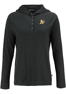 Cutter and Buck Oakland Athletics Womens Black Coastline Eco Hooded Sweatshirt