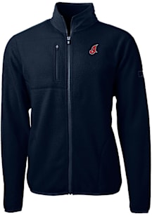 Cutter and Buck Cleveland Guardians Mens Navy Blue Cooperstown Cascade Sherpa Light Weight Jacket