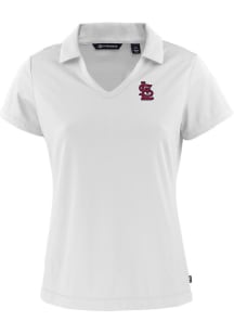 Cutter and Buck St Louis Cardinals Womens White Daybreak V Neck Short Sleeve Polo Shirt