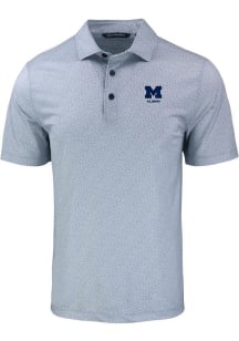 Cutter and Buck Michigan Wolverines Mens Grey Alumni Pike Pebble Short Sleeve Polo