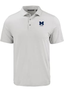 Mens Michigan Wolverines Charcoal Cutter and Buck Alumni Coastline Eco Short Sleeve Polo Shirt